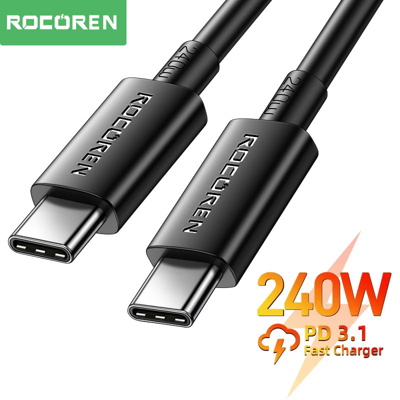 Rocoren 240W Type C To USB C Cable PD3.1 Fast Charging Charger For iPhone 15 Pro Redmi Note 13 iPad Xiaomi USBC Data Wire Cord
