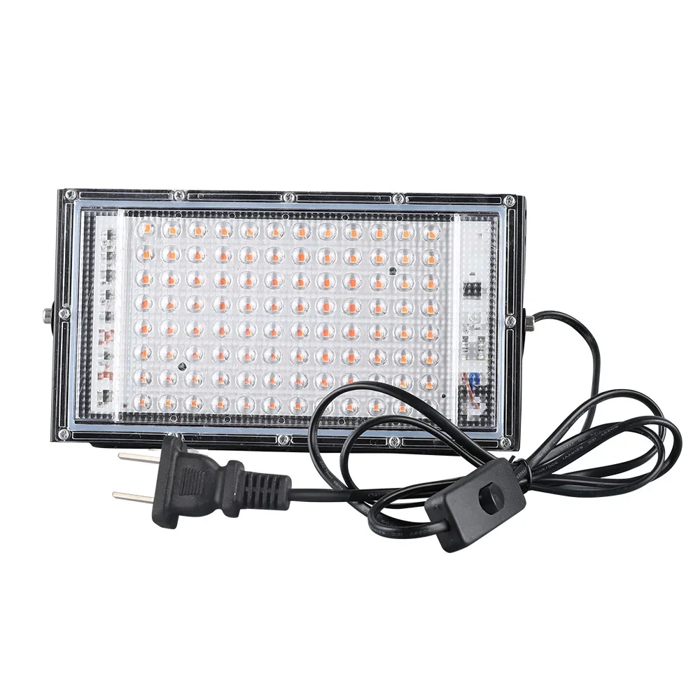 LED Grow Light 50W/100W for Indoor Plants Waterproof Full Spectrum Plant Growth Lamp Purple LEDs Adjustable Stand One Switch