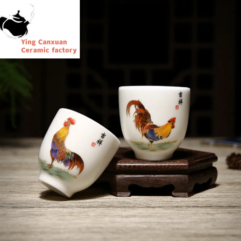 

4Pcs/lot Traditional Ice Crack Ceramic Teacup Coffee Cup Hand Painted Flowers Pattern Tea Bowl Handmade Tea Set Accessorie