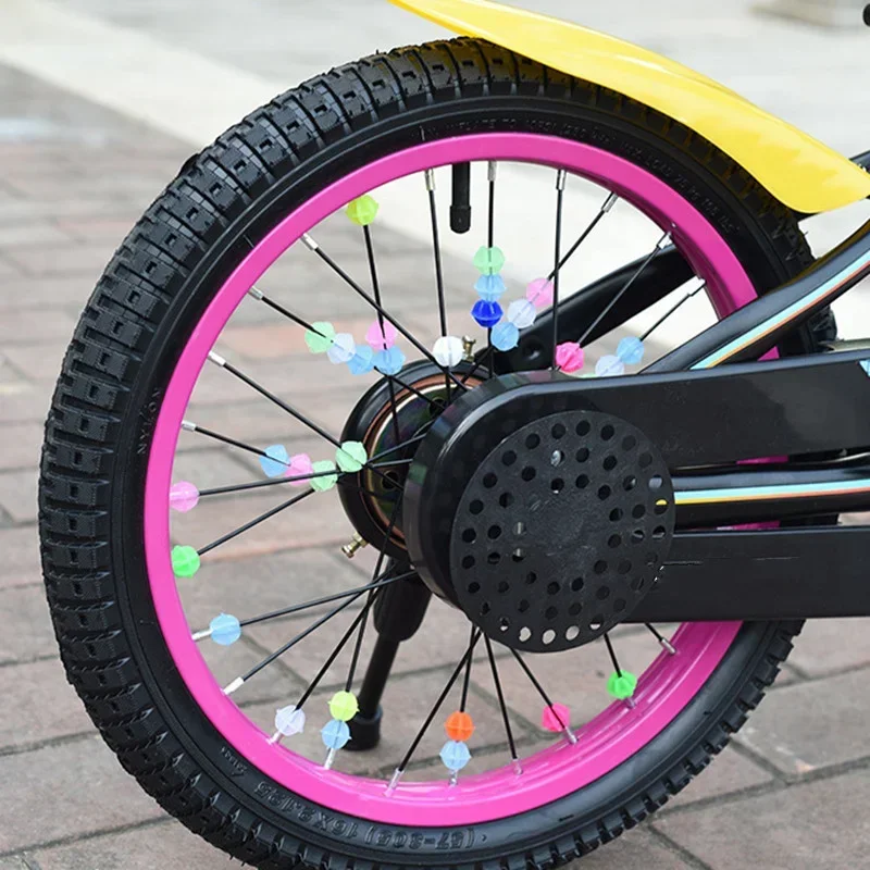 Bicycle wheel beads 36pcs Bicycle Wheel Spoke Beads Multiple Color and Shape Children Bike Spoke Bead Cycling Plastic Wheel Decoration Clips