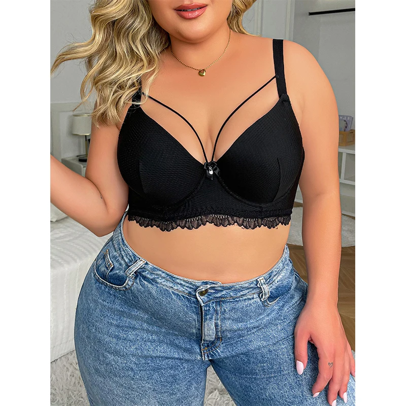 

Women's Lace Bras Plus Size Underwire Lace Soft Padded Lift Up Bra Deep V Underwire Everyday Bra Sexy