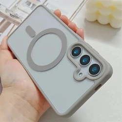 Frosted Magnetic Case with MagSafe Wireless Charger Protection for Galaxy S23 Plus (Grey)