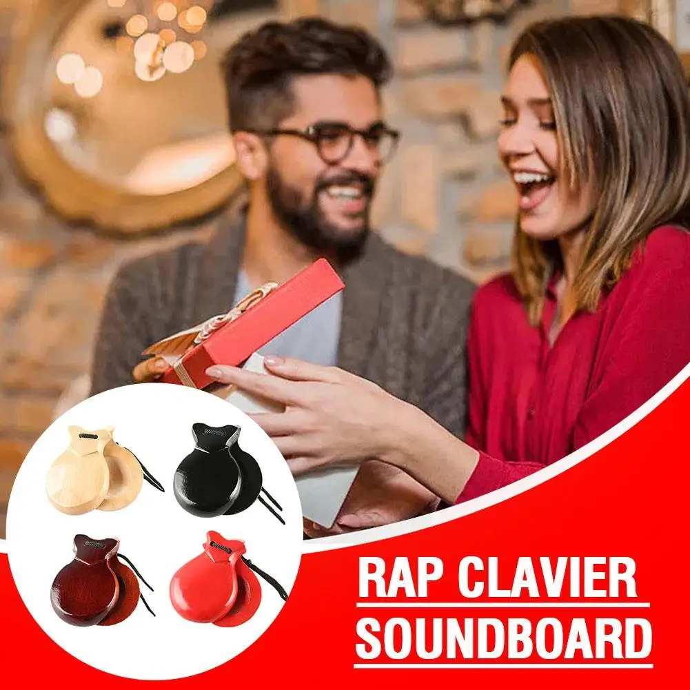2Pcs Traditional Castanet Wood Spanish Castanets Dance With String Hand Music Instrument Percussion Wood Instruments