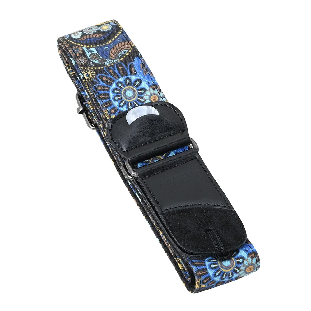 Embroidered Electric Guitar Strap with Plectrum Holder - String Instrument Accessory
