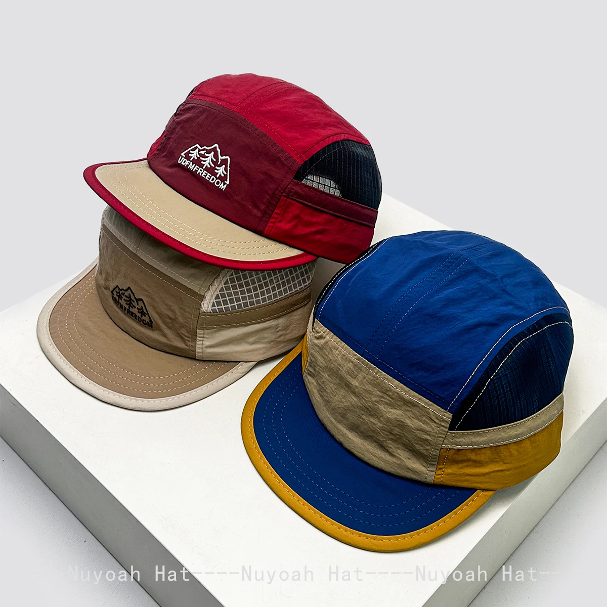 Farbblock-Baseballmützen mit gestickten Buchstaben und Bäumen, einfarbig, Sonnenschutz, neu, Unisex, schnell trocknend, vielseitig einsetzbar, Outdoor, Freizeit, Ins