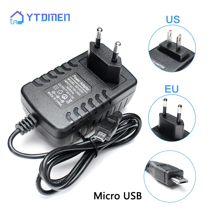 

AC 100-240V DC 5V 2A 2.5A 3A Power Supply Switch Button Power Adapter Charger Micro USB Port 5 V Volt for Raspberry Zero Tablet