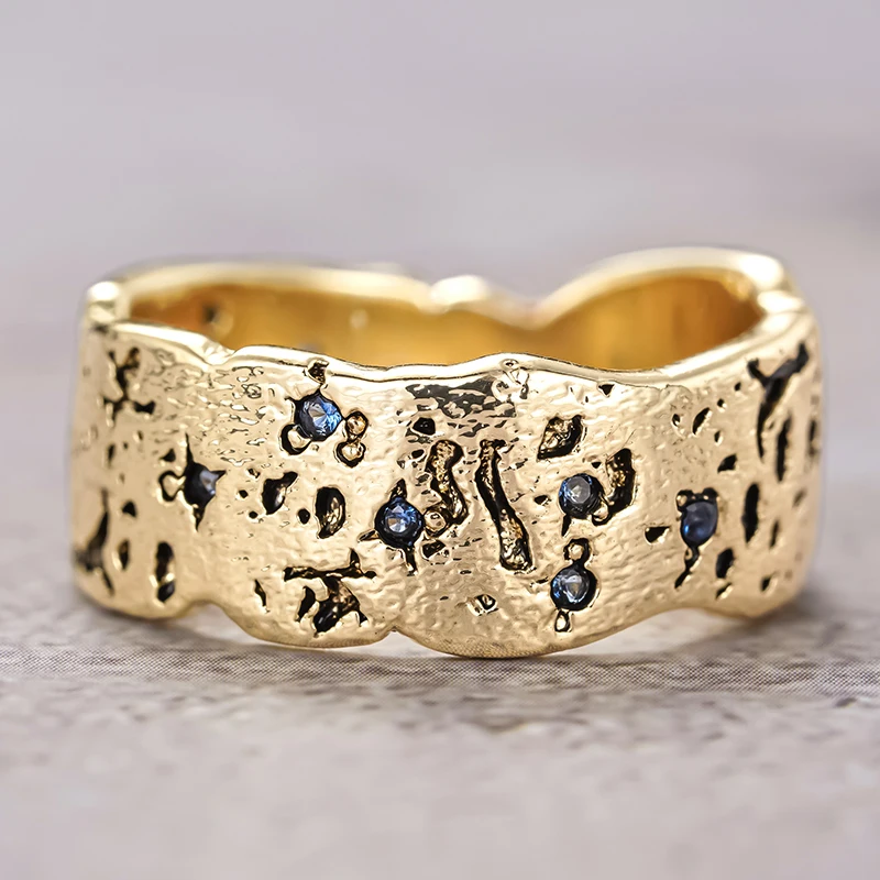 Huitan Chic Irregularity Gold Color Rings
