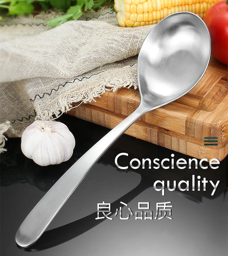 Description Picture 2 of itemDeepen Big Ramen Bouillon Spoon Long Handle Soup Ladle Stainless Steel Tablespoons Kitchen Tableware Cooking Utensils
