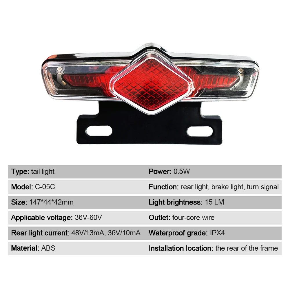 36V 48V 52V 60V E-Bike headlight taillight horn switch set  , QD168 headlight +