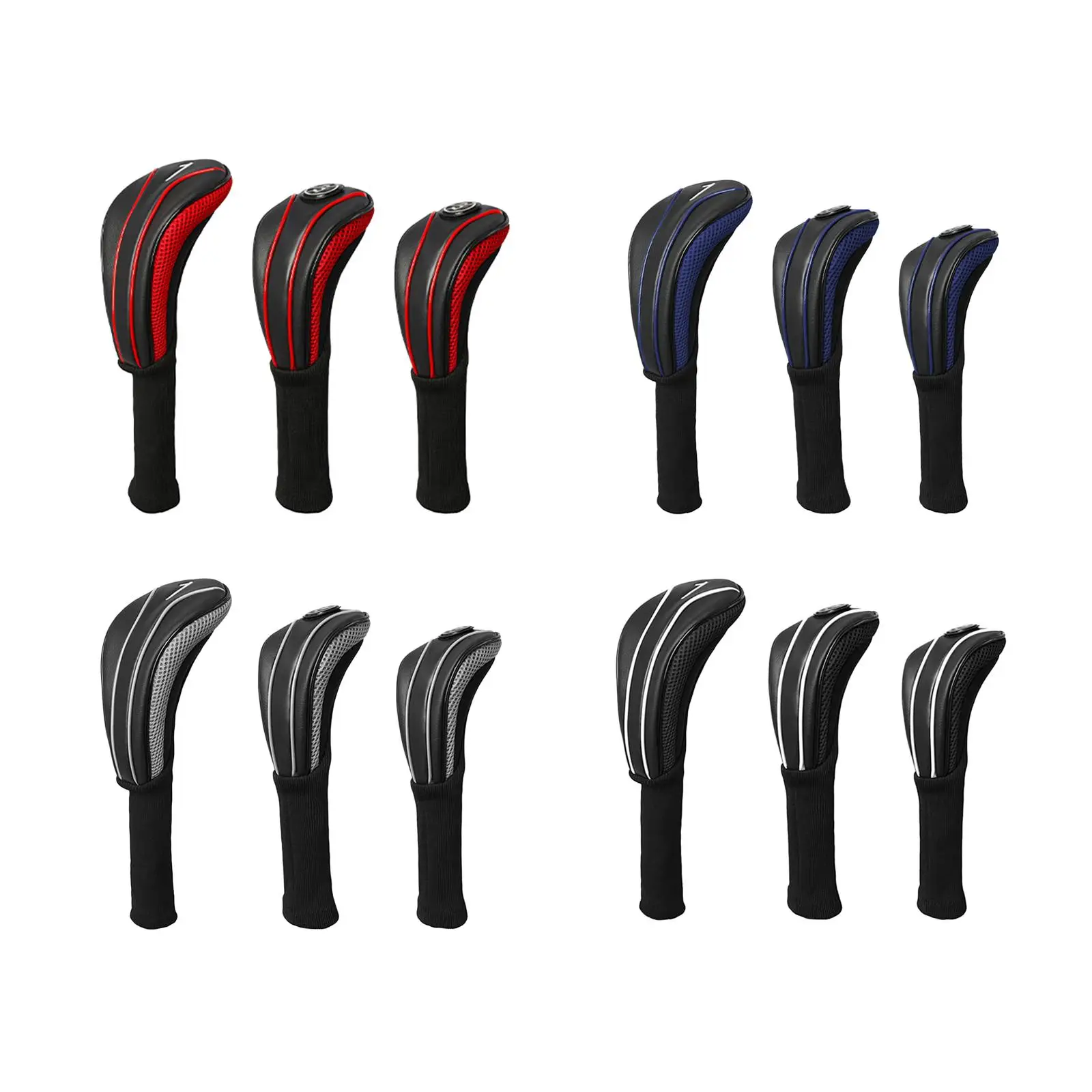 

3Pcs Golf Club Head Covers Set PU Golf Wood Headcovers Set Protection for