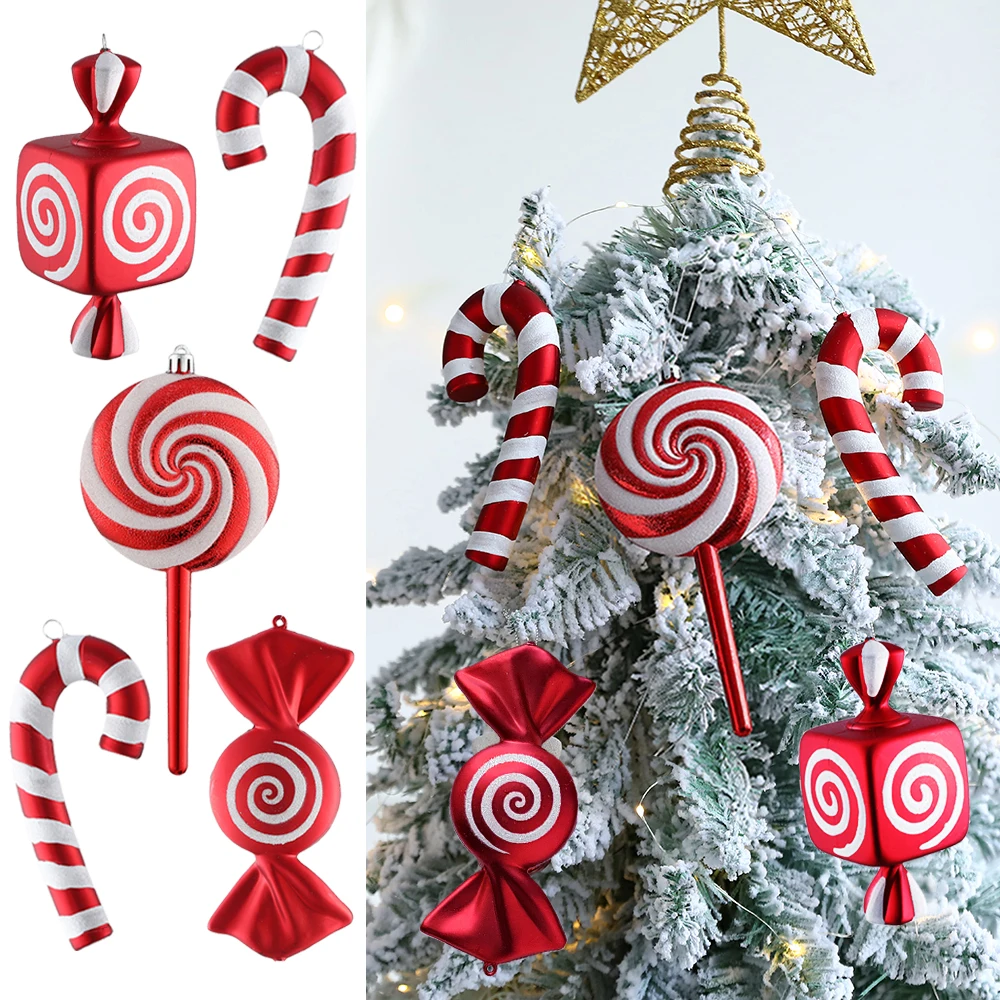 BigSizeCandyShapeChristmasTreeOrnamentsHangingCandyCanesLollipopTreeBallsNavidad