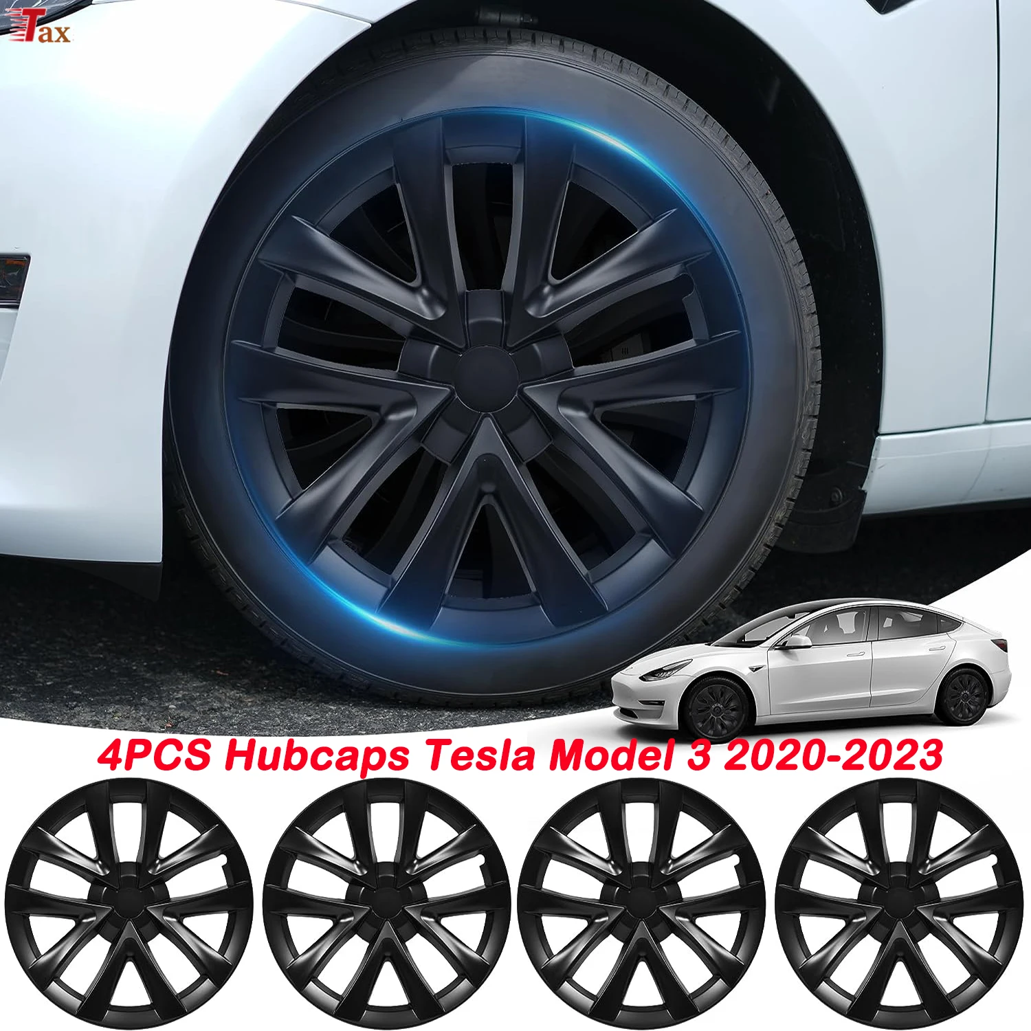 

Hubcaps Wheel Covers Compatible with Tesla Model 3 2020-2023 HubCap Replacement for Tesla Wheel Caps 18 Inch Protector Cover Kit