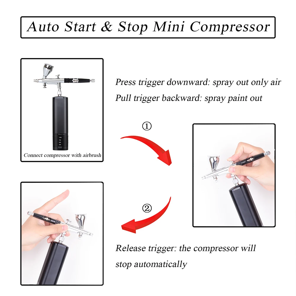 Portable Airbrush Kit Wireless Air Brush with Compressor Electrical Handheld Spray Gun Coloring Tattoo Graffiti Graphic Model Airbrush Pneumatic Tools