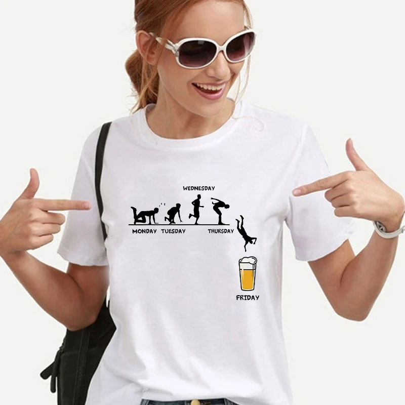 

T Shirt for Women Clothing Happy Friday Beer Day Fashion Graphic Y2k Tops Drinking Lover Party Tshirt Summer Short Sleeve Tees