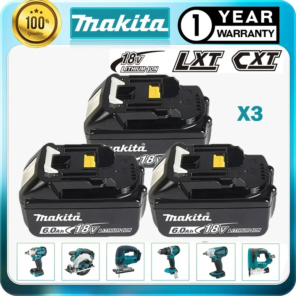 Аккумулятор Makita 18 в, 6/5/3 Ач, аккумуляторная батарея для электроинструментов с зеркальной заменой литий-ионных аккумуляторов LXT BL1860B BL1860 BL1850 3A, зарядное устройство