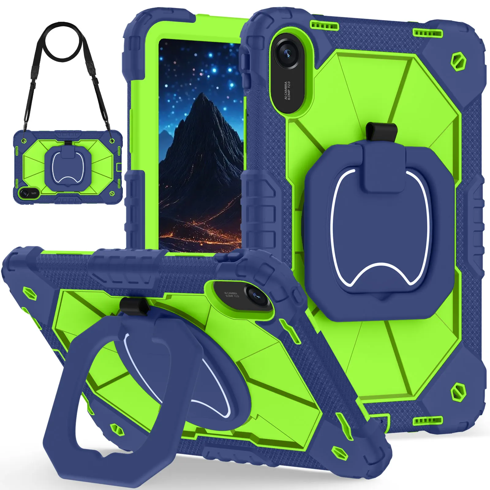 Heavy Duty Shockproof Rotating Stand Case with Shoulder Strap