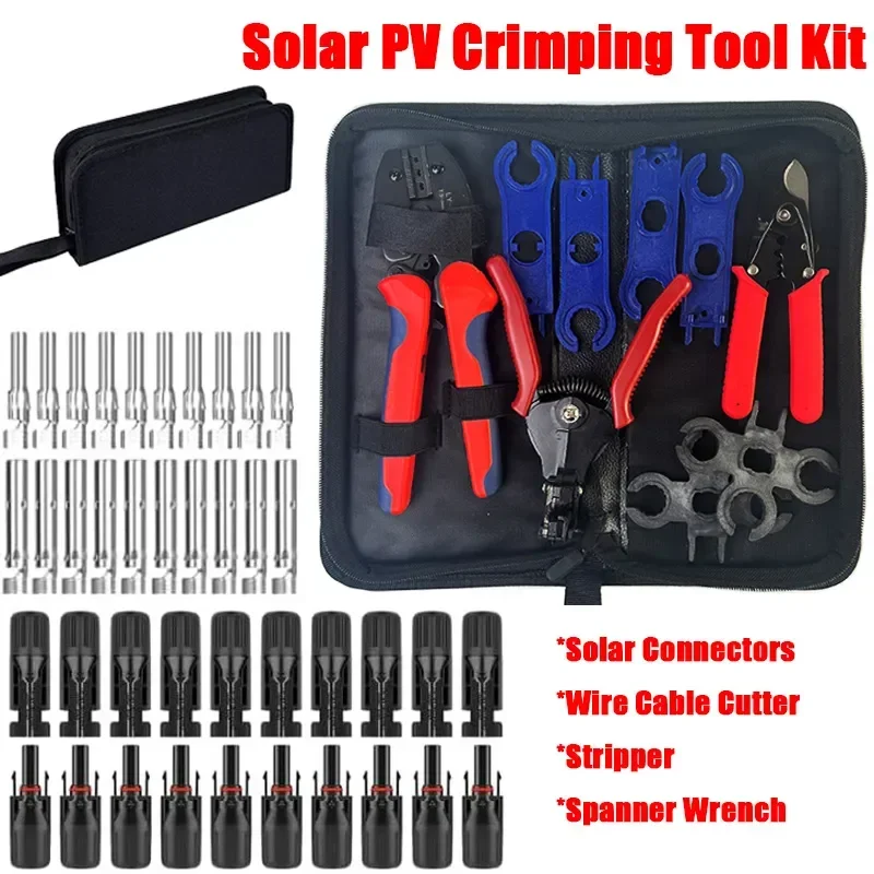 Wire Terminal Crimping Tool Solar Crimping Tools Kit Photovoltaic Cable Connector SN-2546B Clamp Terminal Pliers Coax Crimping PV Panel Connectors Wrench