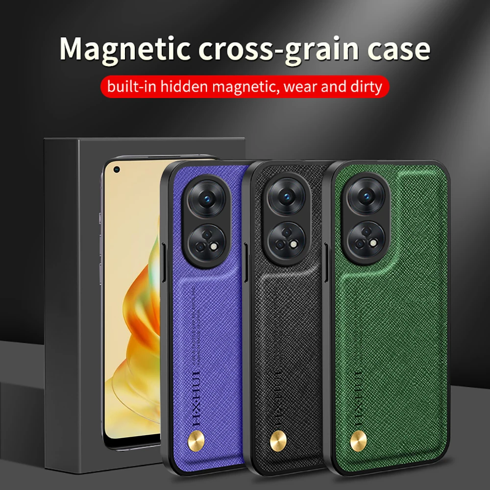 Per Oppo Reno8 T 4G Custodia Magnetica Cross Grain Texture Cover Posteriore In Pelle Su Reno8T Reno 8 T 8 T 4G Cph2481 6.67 "Coque Antiurto