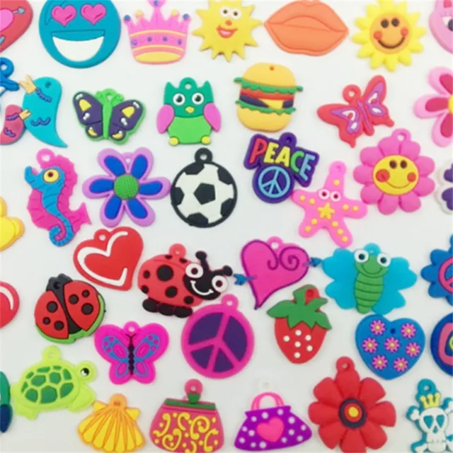 100Pcs DIY Colorful Handmade Rainbow Loom Soft Pendant Rubber Band Bracelet Jewelry Accessories Making Toys for Girl Mixed Color 3