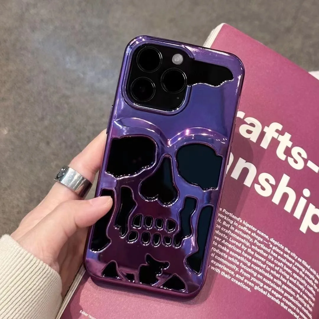Custodia Per IPhone 13 Pro Max Con Teschio - Design Metallico Traforato, Antiurto Militare, Regalo Halloween