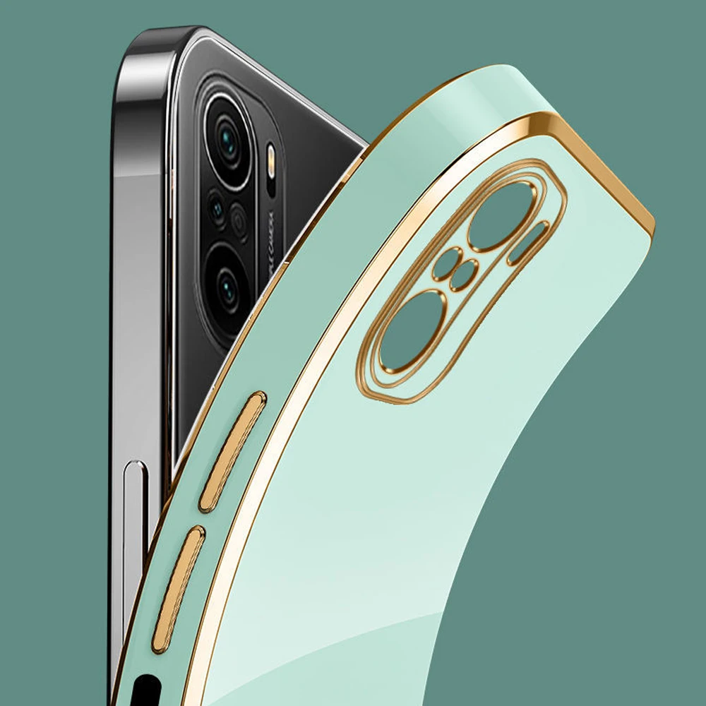 Luxury Square Plating Shockproof Silicone Phone Case and Back Cover