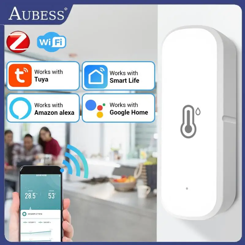 Tuya Smart Home ZigBee/wifi Smart Temperature Humidity Sensor Smart Life Control Security Protection Work With Alexa Google Home aubess tuya smart zigbee smart temperature and humidity sensor battery powered security with tuya smart life app alexa google