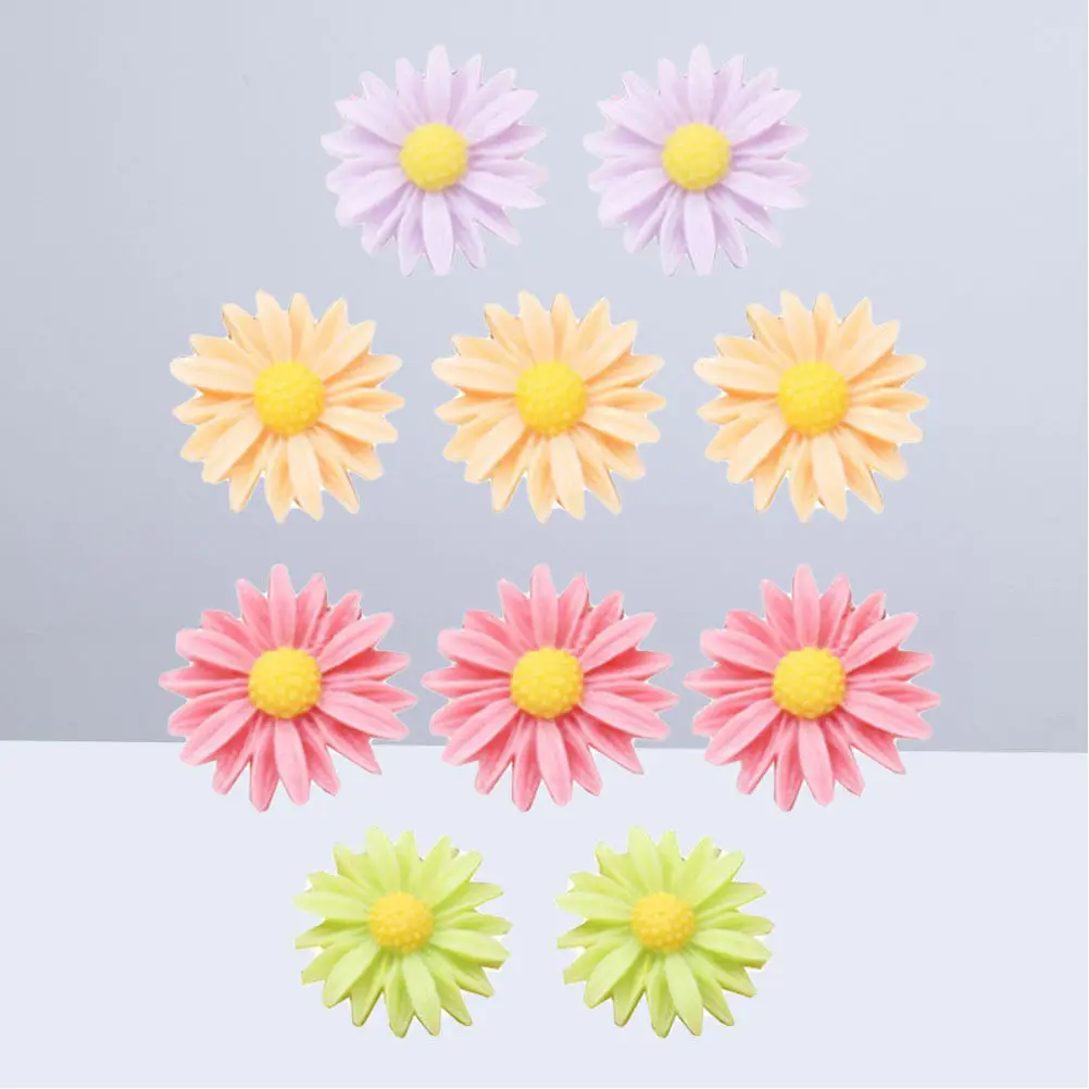 10Pcs 꽃 푸시 핀 홈 오피스 게시판을위한 크리 에이 티브 수지 데이지 압정 장식 안전 푸시 핀 크리 에이 티브