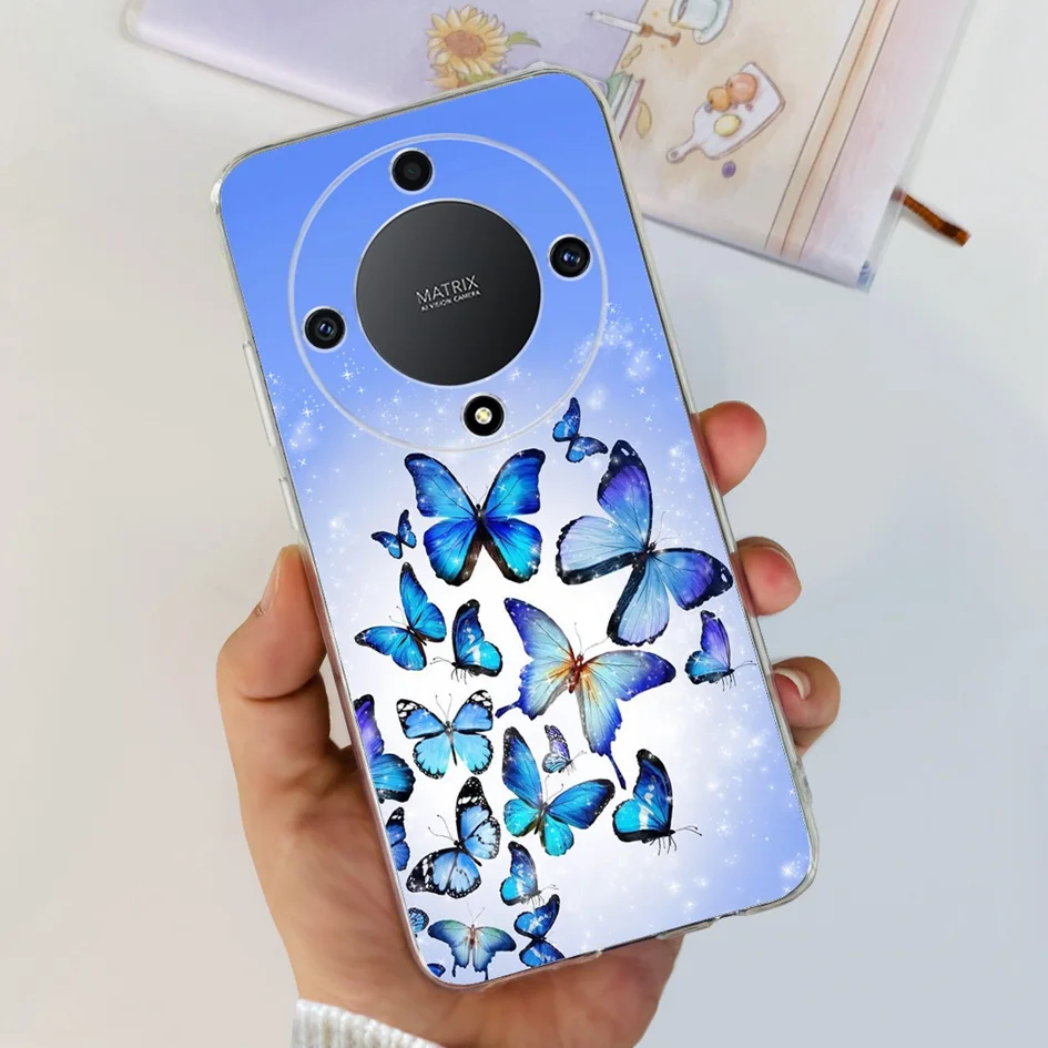 Yarxiawin Funda para Honor Magic 5 Lite Case Clear Glitter Sparkle,  Aesthetic Honor Magic 5 Lite Phone Case Silicone Soft Flower Anti-Scratch  Shockproof Cover Purple Slim (Blue) : Cell Phones & Accessories 