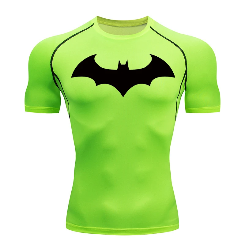 Men's Bat Graphic Compression Short Sleeve Workout Shirt - Quick Dry Athletic Tee