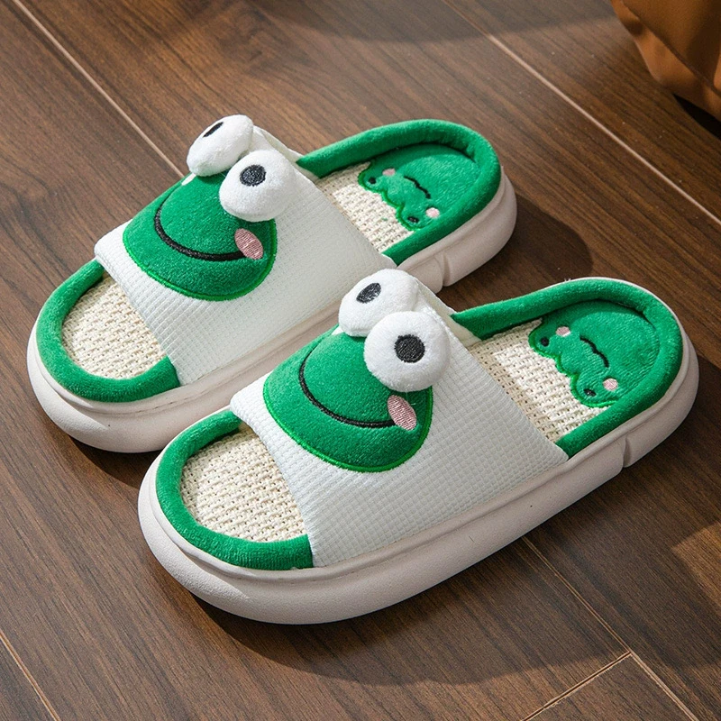 Linen Slippers For Women Non Slip EVA Sole Indoor Slides