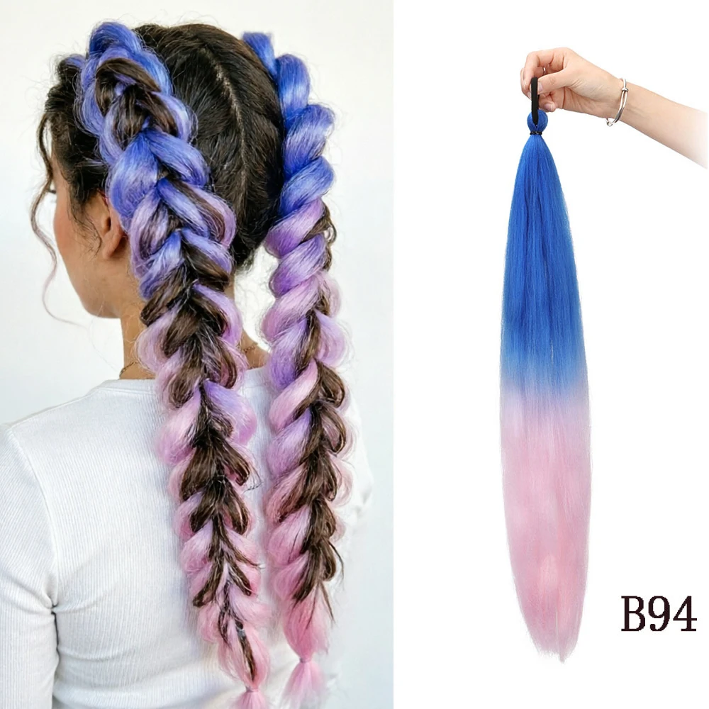 26Inch Synthetic Straight Ponytail With Elastic Hair Colorful Braiding Ponytail Hair Extensions Hair for Women Accessories 1