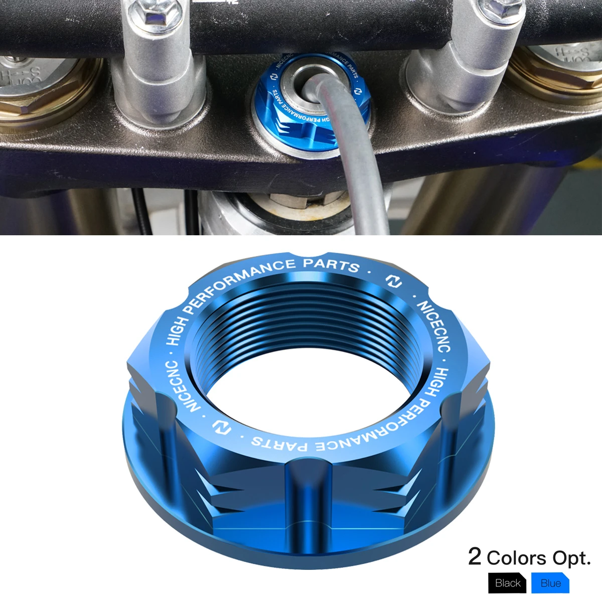 NiceCNC Motorcycle Steering Stem Nut Bolt for Yamaha YZ125 YZ250 2006 2021 YZ125X YZ250X YZ250F