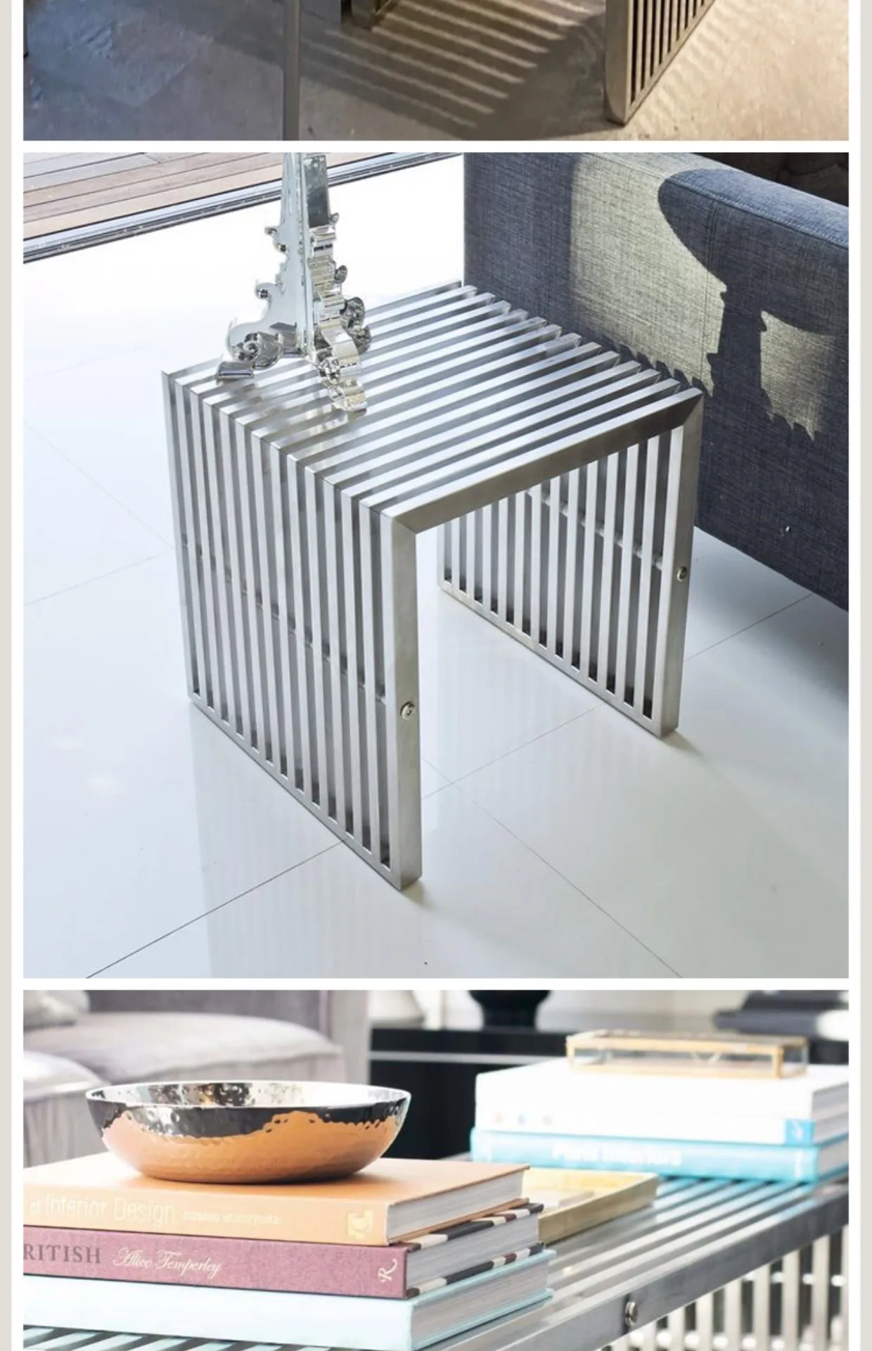 Modern Simple Stainless Steel Side Table Baohaus Medieval Living Room Metal Coffee Table Cafe Small Long Table