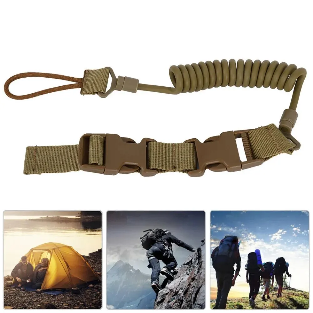 Elastic lanyard rope Multi purpose Spring Lanyard Outdoor Wear Resistant Elastic Key Chain Safety Rope Anti Loss Military Tactical Lanyard