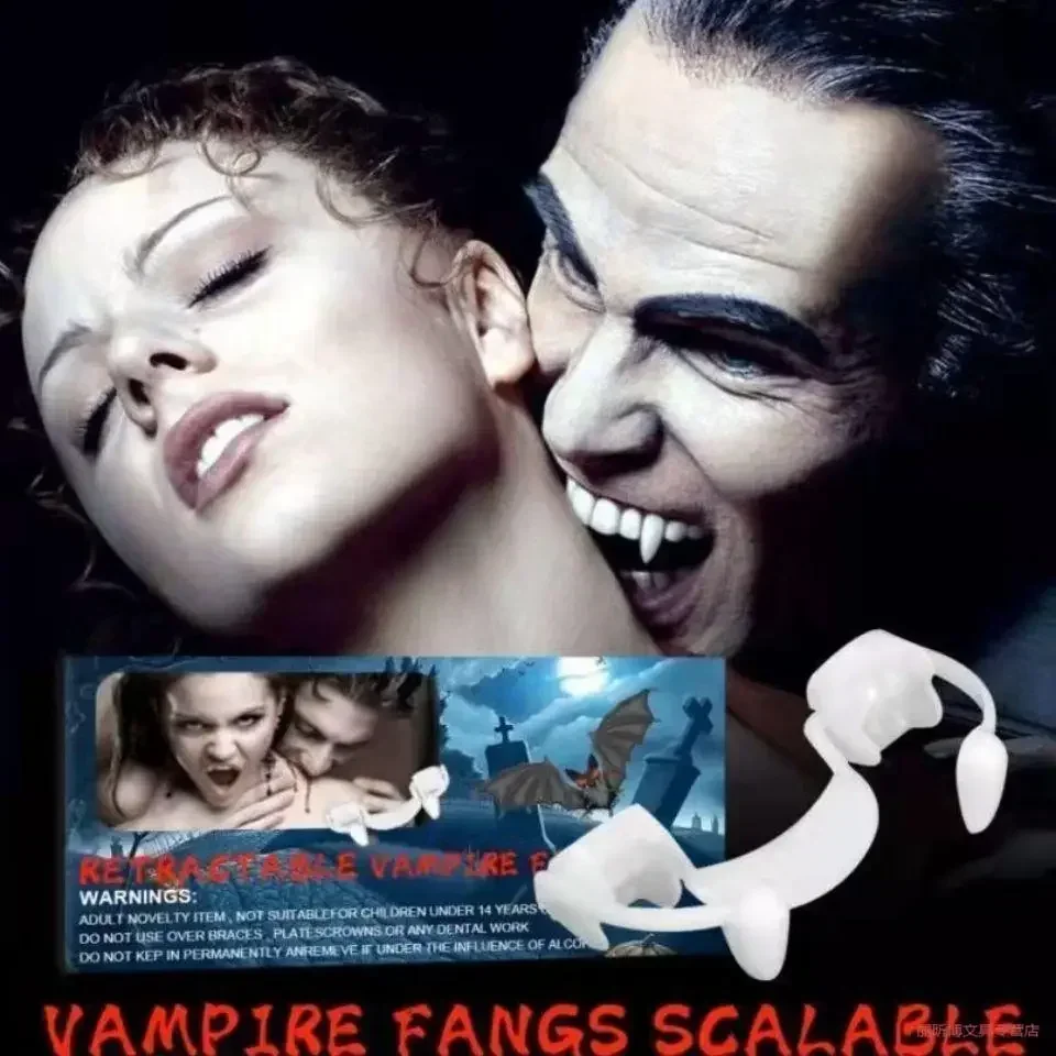 Spooky Retractable Vampire Fangs for Halloween Cosplay and Costume Parties