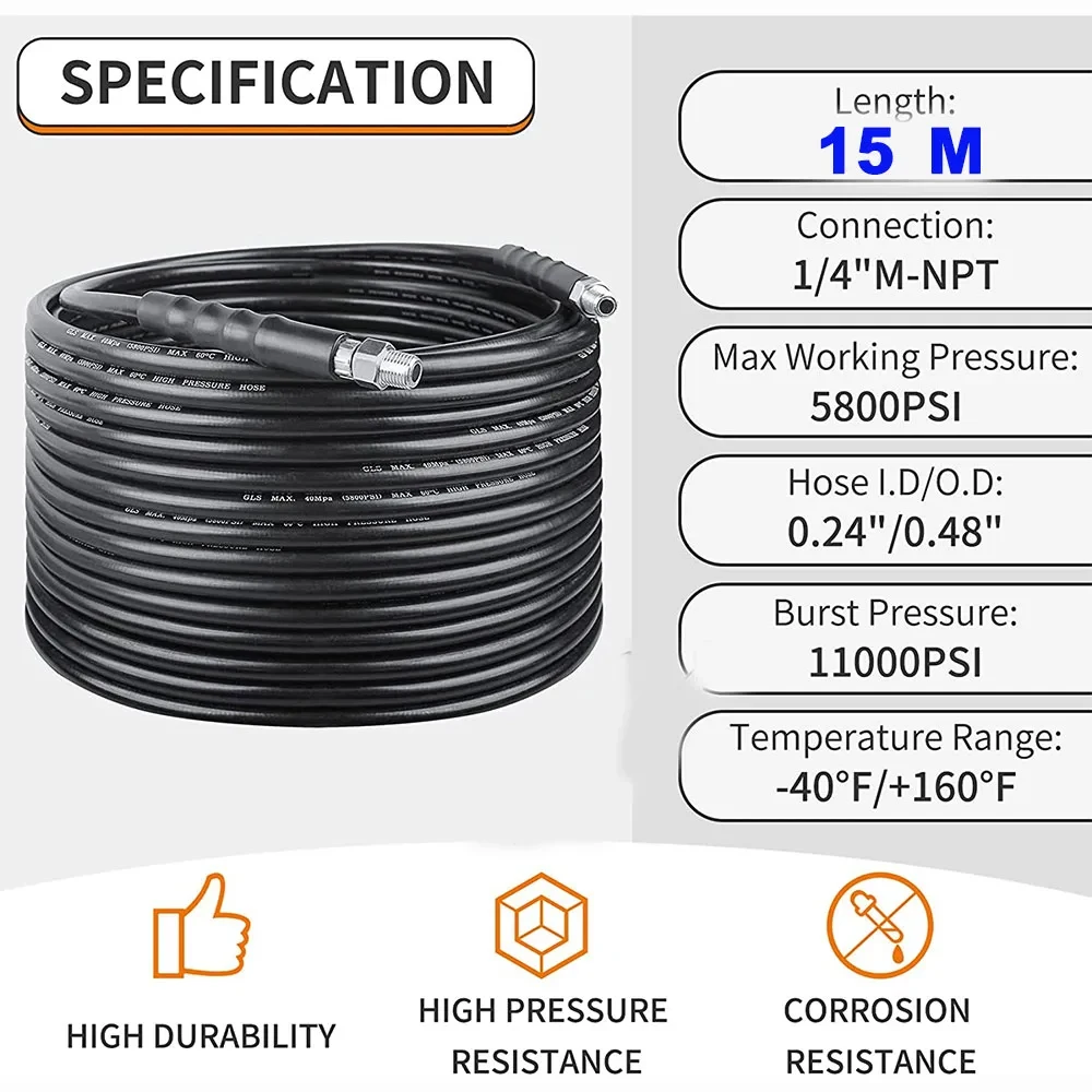 15M 20M high pressure cleaning hose suitable for sewer cleaning Karcher high pressure cleaning machine cleaning hose NPT hose 2