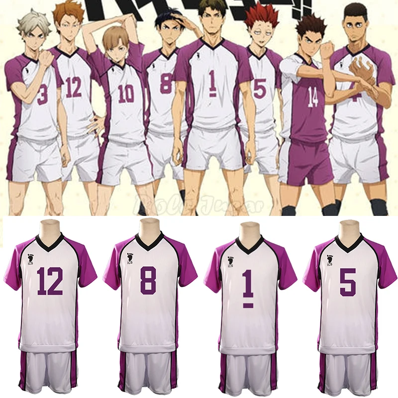 

Haikyuu Cosplay Costume Shiratorizawa School Wakatoshi Ushijima High School Volleyball Club Jerseys Men Women Summer Sportswear
