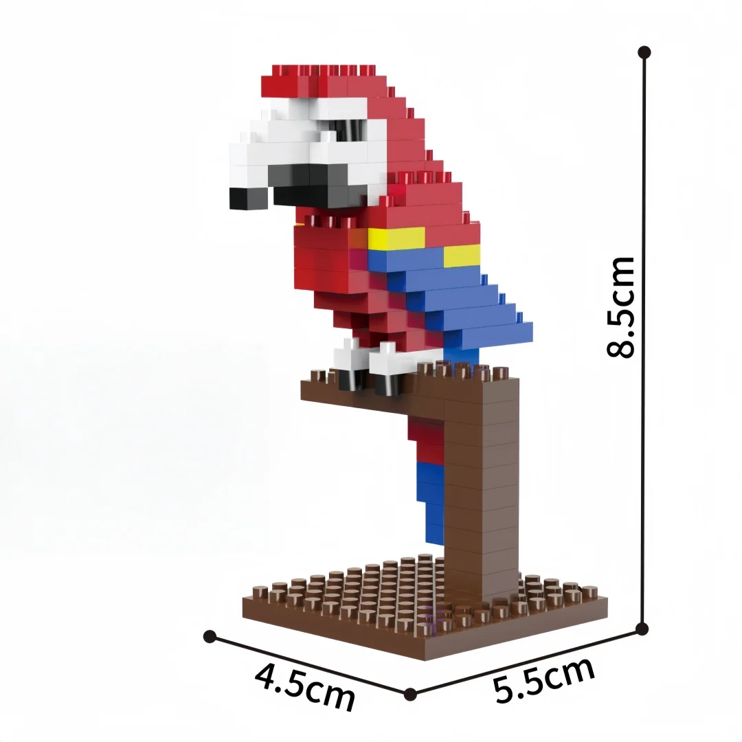 KNEW BUILT DIY Tier-Zoo Papagei Eule Mikro-Mini-Bausteine Spielzeug - Lehrreiches Puzzle-Spiel, Weihnachtsdekoration & Geschenk für Kinder/Erwachsene – Detail 4