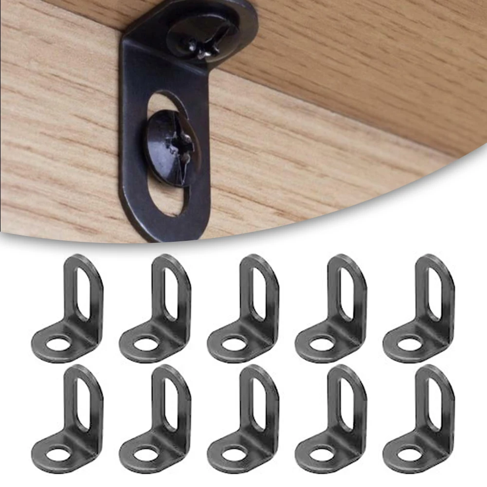 Description Picture 3 of item10pcs Stainless Steel Corner Brackets Right Angle L Shape Brace Bracket Black Adjustable Small Corner Code Furniture Hardware
