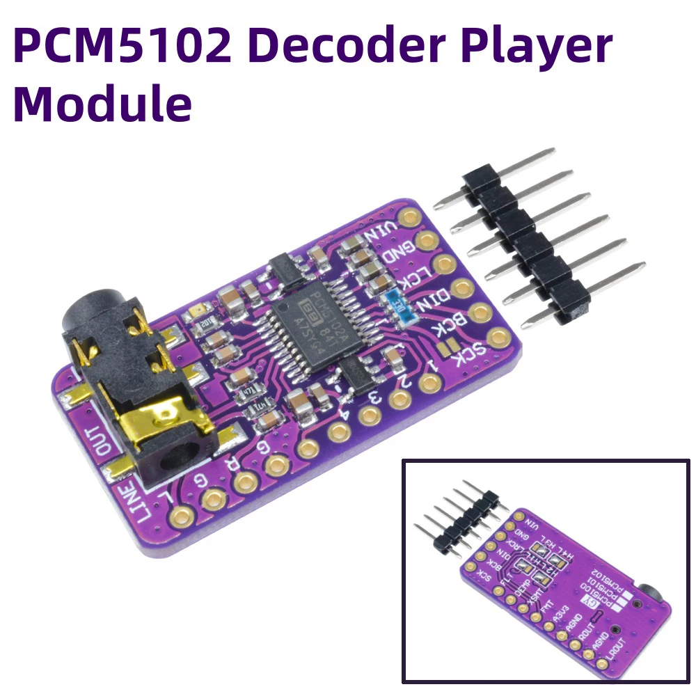 PCM5102 Interface 5V PCM5102A DAC Decoder Player Module For Raspberry Pi I2S pHAT Format Board Digital Audio Board
