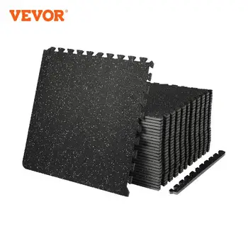 VEVOR 25/12/6 PCS 1/2 inch Thick Gym Floor Mats EVA Foam & Rubber Top Interlocking Workout Floor Mats Waterproof Exercise Mats 1