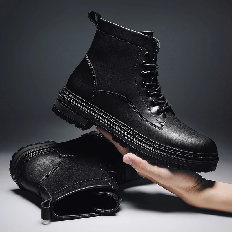 

Men's Chukka Boots Waterproof Leather Casual Lace Up Ankle Oxford Boots Daily Dress Shoes For Men