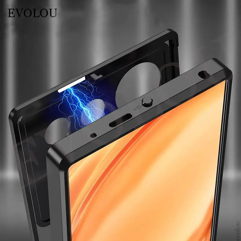 Shockproof Aluminium Alloy Phone Case with Tempered Glass Back