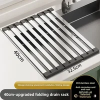 304 stainless steel kitchen sink drain rack, sink bowl and dish storage rack, foldable and retractable drain basket 6