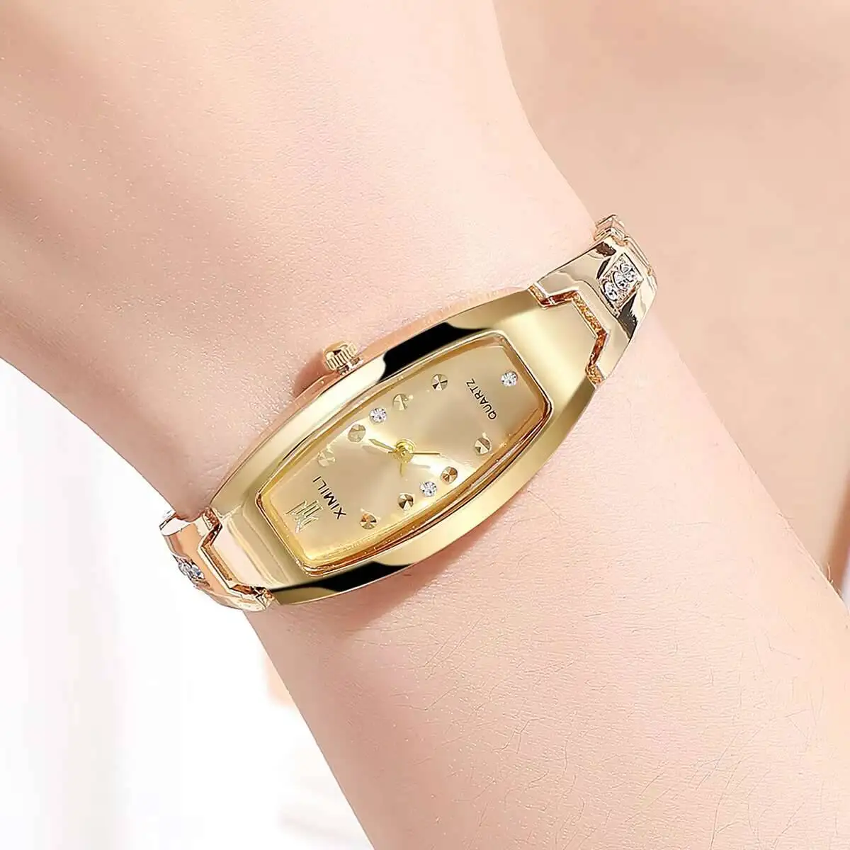 Elegant Women Watches Luxury Rhinestone Ladies Oval Dial Quartz Wristwatch Reloj Mujer（Without Box） - 4