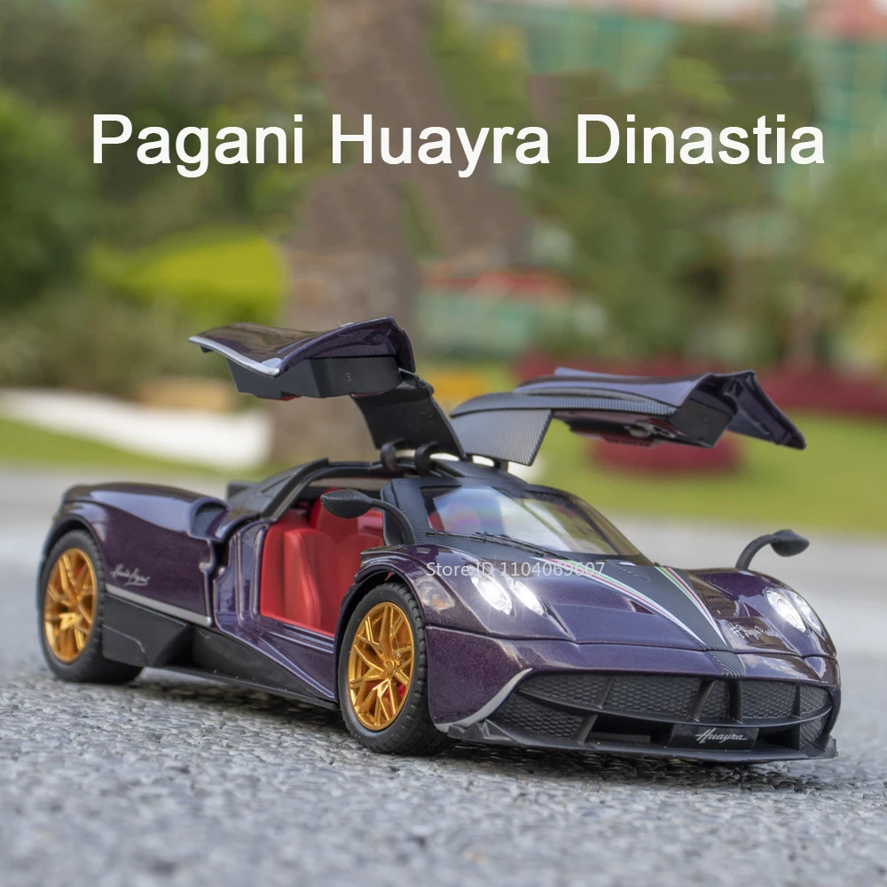 1:24 Pagani Huayra Dinastia 스포츠카 모델 장난감 합금 다이캐스트 사운드 라이트 4 도어 오픈 레이싱 차량 어린이 선물 컬렉션