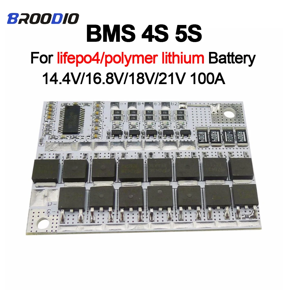 BMS 액티브 밸런스 이퀄라이저 보드, 리튬 이온 Lifepo4 LTO 리튬 배터리용, 밸런스 보호 보드 포함, 4S, 5S, 14.4V, 18V, 21V, 100A