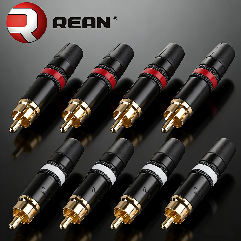 ▲ Neutrik REAN NYS373-2 NYS373-9 RCA 남성 플러그 골드 접점 금속 쉘 전문 오디오 커넥터 (앰프, CD 플레이어, DIY용)