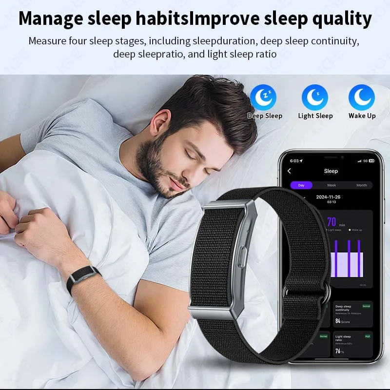 LIGE No Screen Sports Fitness Smart Bracelet Men's Call Reminder Heart Rate Monitor IP68 Waterproof Smartwatch For Android IOS