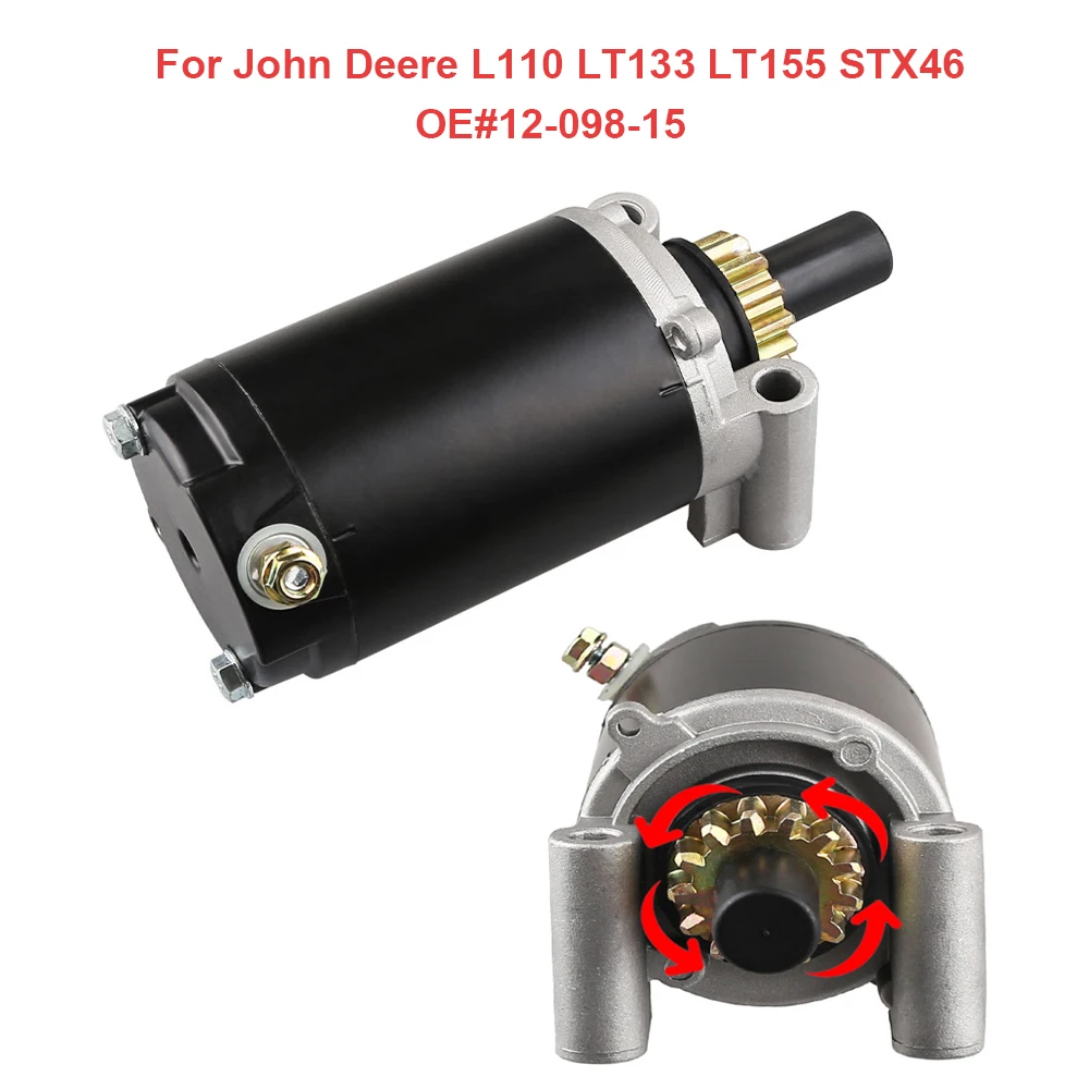 

For John Deere Starter Engine Motor L110 LT133 LT155 STX46 All Tractors 12-098 Series Replaces Starter 12-098-15 12-098-22